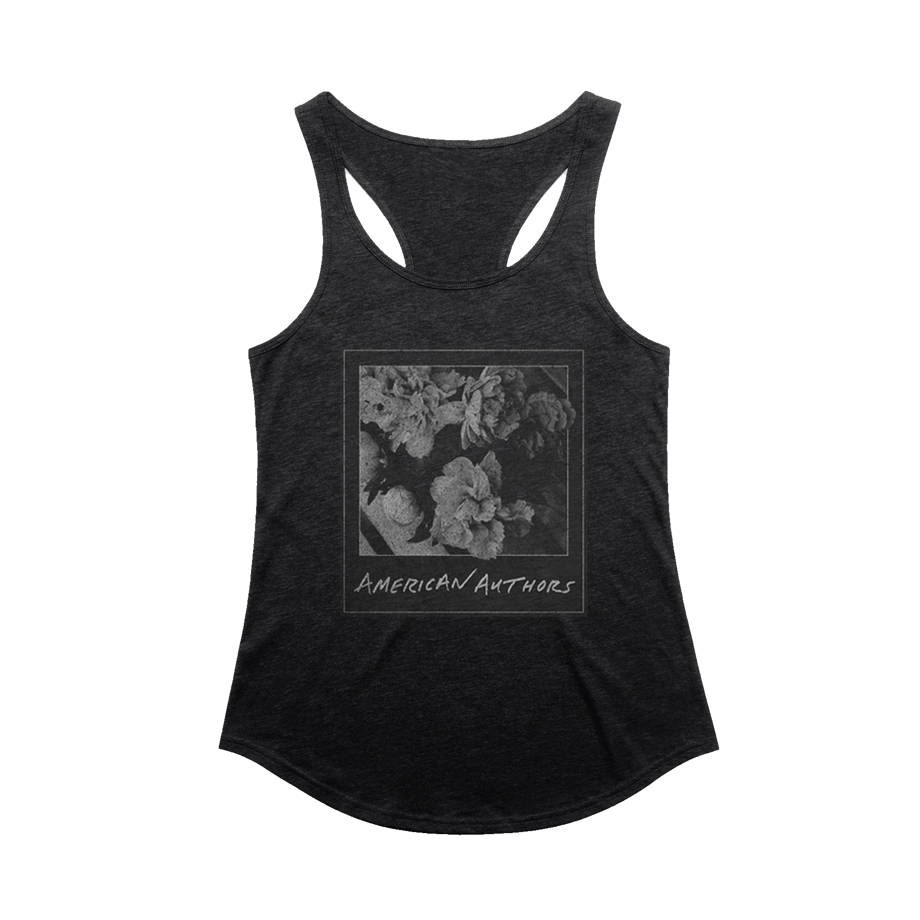 Polaroid Flowers Racerback (Heather Black)